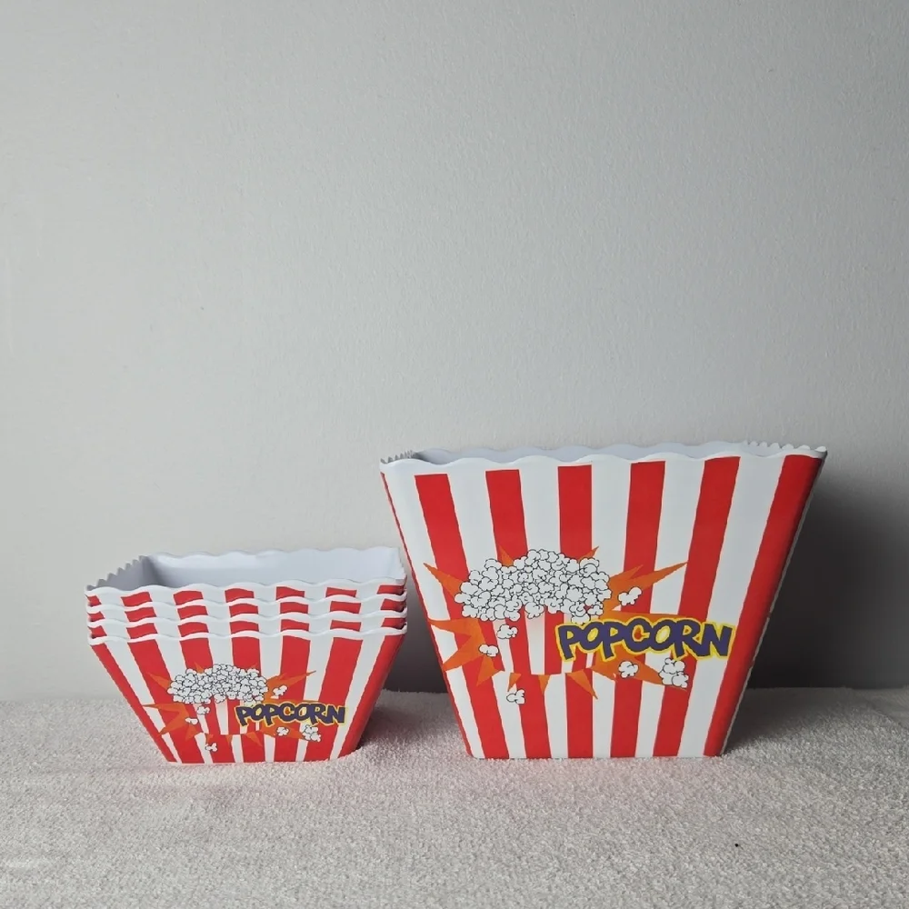 Red and White Popcorn Containers - Set of 5 - Picture 2 of 7